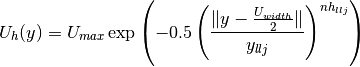 U_h(y) = U_{max}\exp{\left(-0.5\left(\frac{\|y-\frac{U_{width}}{2}\|}{y_{llj}}\right)^{nh_{llj}}\right)}